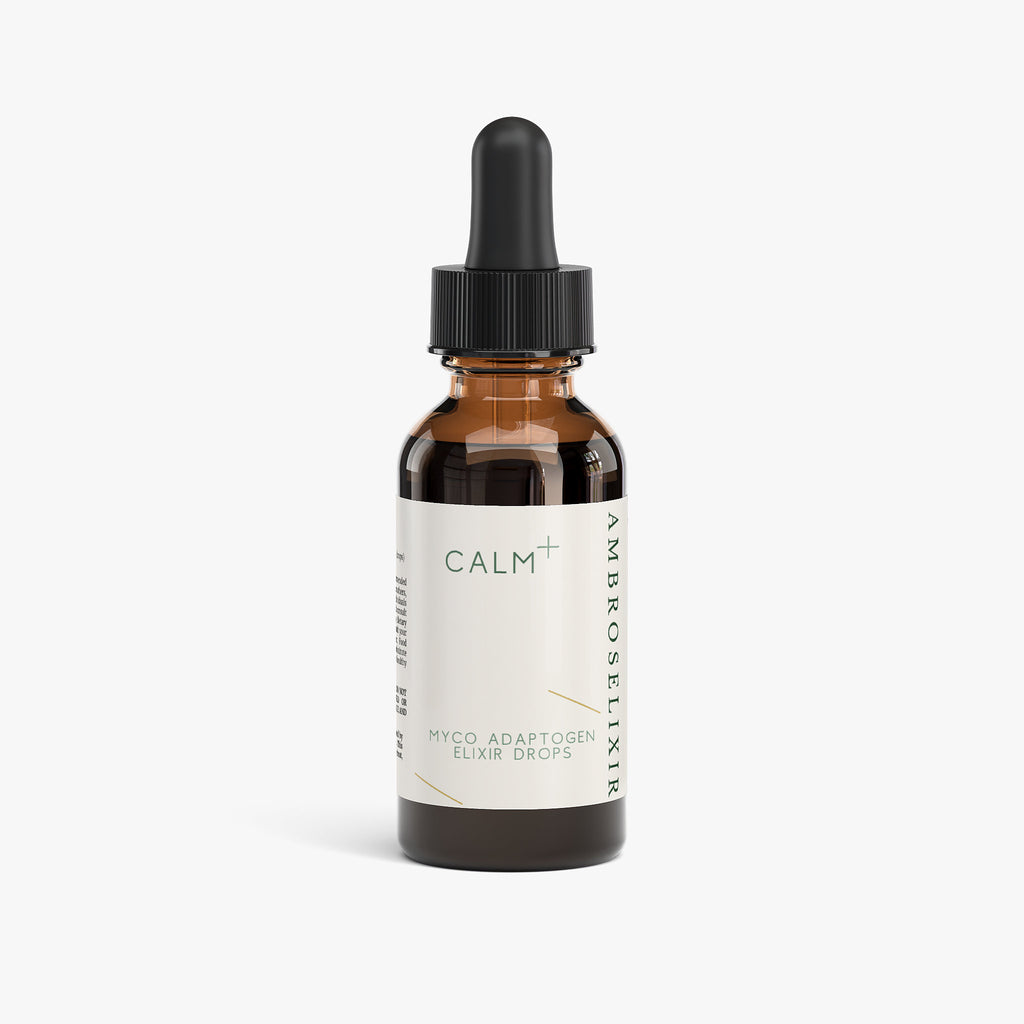 Bottle of AdaptoGen Immunity Drops with a white label on a white background
